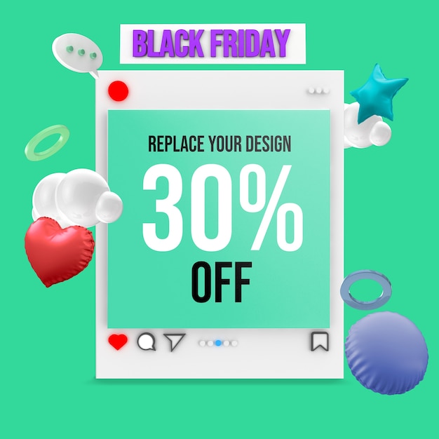 PSD diseño de maqueta de tamaño cuadrado de black friday socail media