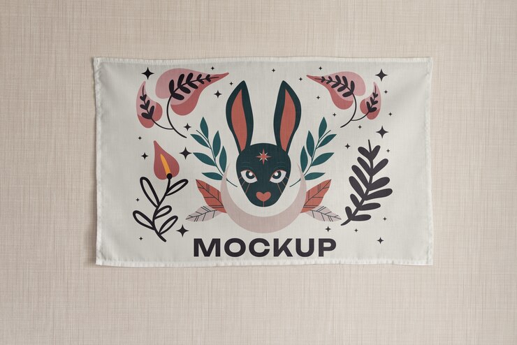 PSD diseño de maqueta de tapiz animal en pared mínima.