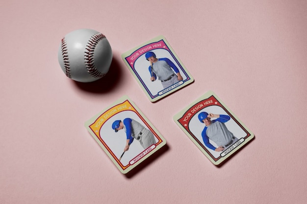 PSD diseño de maqueta de tarjeta de béisbol de plástico.