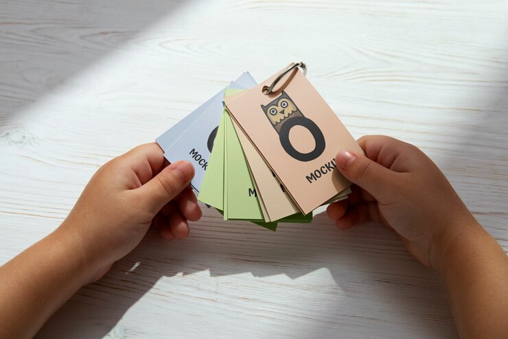 PSD diseño de maqueta de tarjeta flash para niños