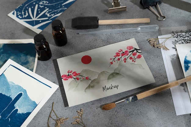 Diseño de maqueta de tarjeta de pintura artística de acuarela