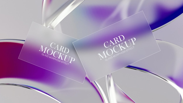 Diseño de maqueta de tarjeta de visita con efecto de morfismo de vidrio de dos colores