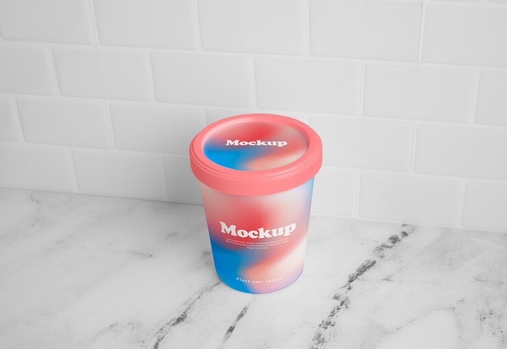 PSD diseño de maqueta de tarro de helado