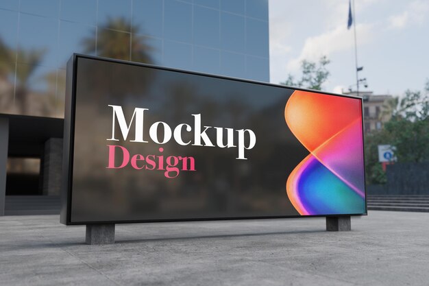 Diseño de maquetas de carteles publicitarios en un entorno urbano