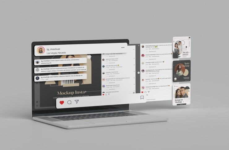 PSD diseño de maquetas de dispositivos de redes sociales.