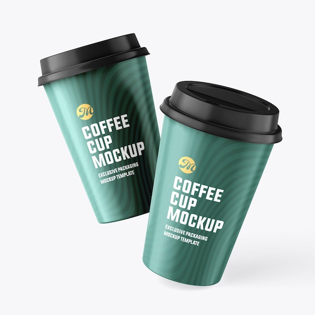 Diseño de maquetas de tazas de café de papel desechables
