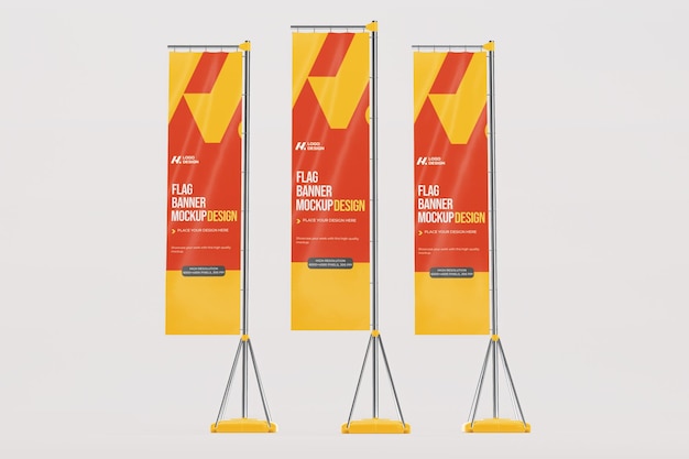 Diseño de maquetes de pancartas de bandera en 3D para publicidad al aire libre