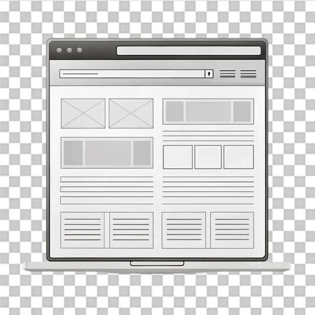 Diseño de marco de alambre del sitio web aislado en un fondo transparente