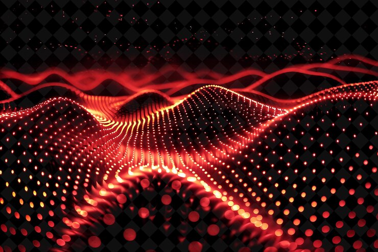 PSD diseño de marco de forma de onda radiante png con polkadot y forma de onda pat y2k forma de neón en fondo oscuro
