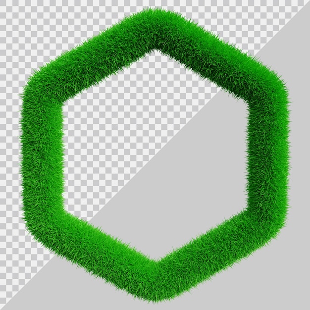 Diseño de marco de hierba con forma hexagonal en 3d render