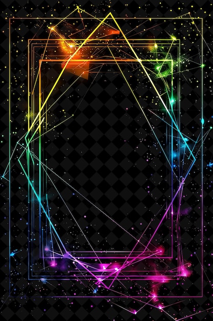 Diseño de marco de prisma luminoso Png con Cardano y forma de neón triangular Patt Y2K en fondo oscuro