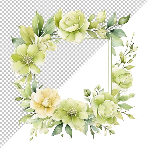 PSD diseño de marcos de flores de acuarela y diseño de tarjetas de boda