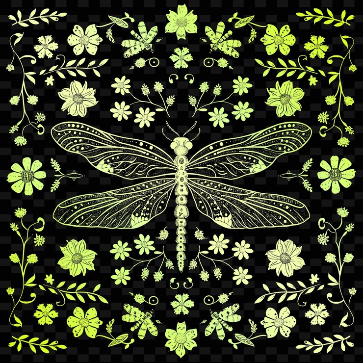 PSD un diseño de mariposa y flores en un mosaico de flores