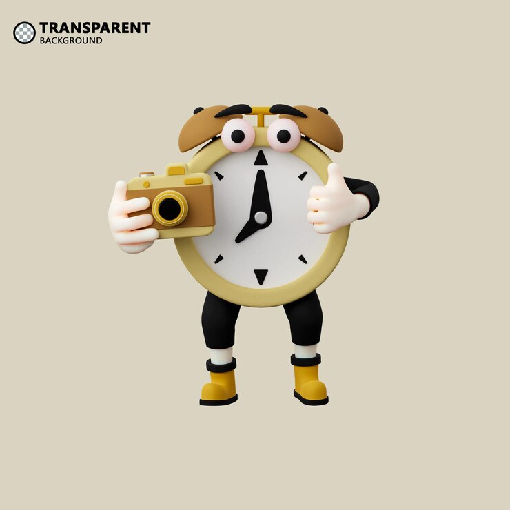 PSD diseño de mascota de personaje de despertador 3d con cámara