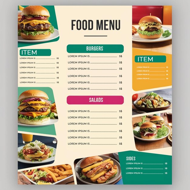 Diseño de menús de restaurantes modernos para su negocio Ai Genarative
