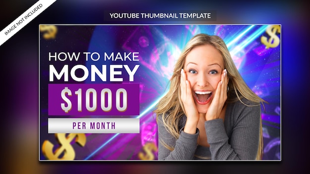 El diseño de miniaturas de YouTube y el banner web para ganar dinero en línea