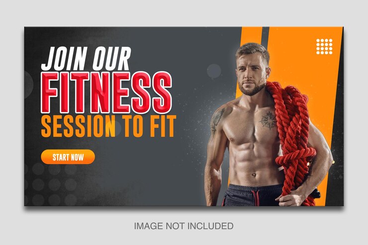 PSD diseño de miniaturas de youtube y banners web para sesiones de gimnasia y fitness