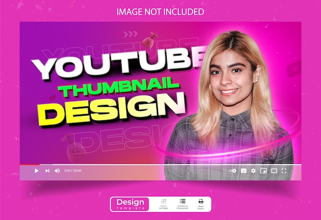 PSD diseño de miniaturas de youtube en color claro de psd