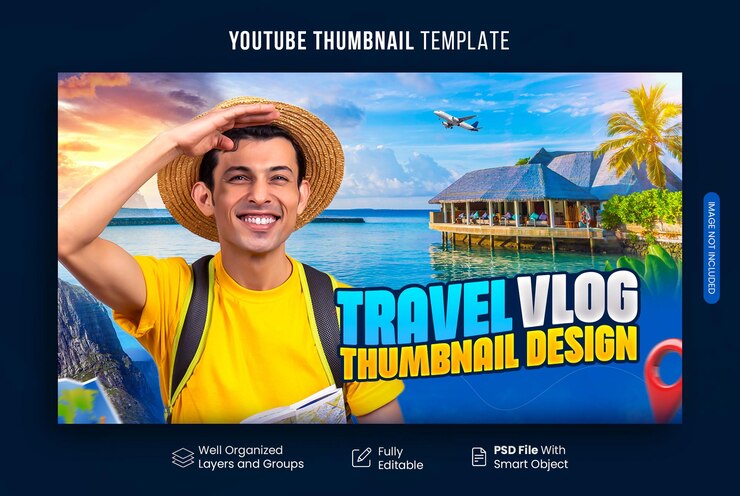 Diseño de miniaturas de YouTube para vlogs de viajes