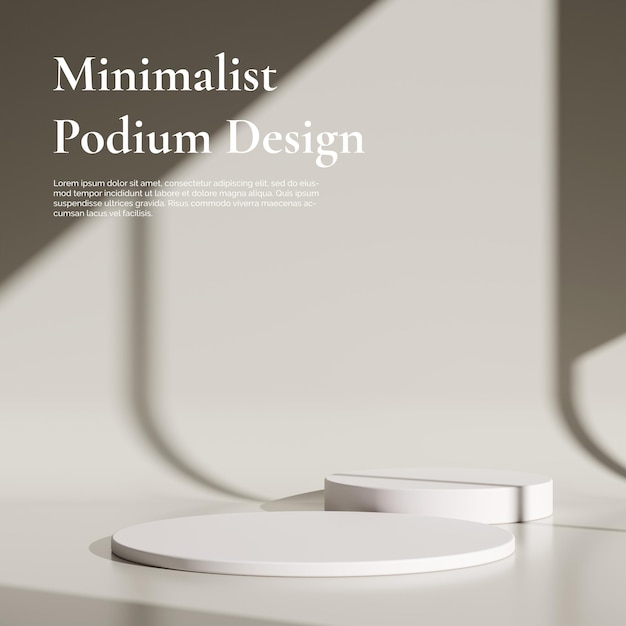 Diseño minimalista del podio con fondo marrón en la sombra