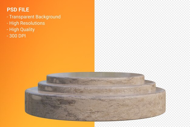 Diseño minimalista de podio de mármol en representación 3d aislada