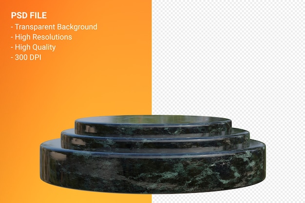 Diseño minimalista de podio de mármol en representación 3d aislada