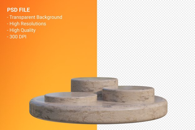 Diseño minimalista de podio de mármol en representación 3d aislada
