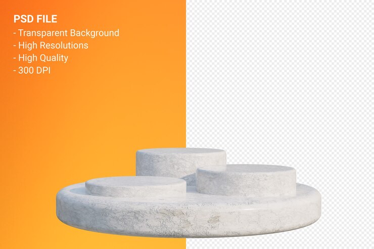 PSD diseño minimalista de podio de mármol en representación 3d aislada