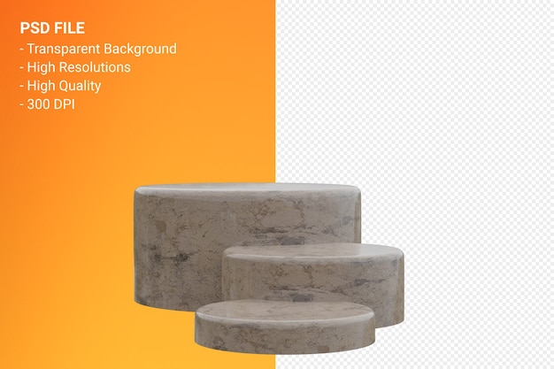 Diseño minimalista de podio de mármol en representación 3d aislada