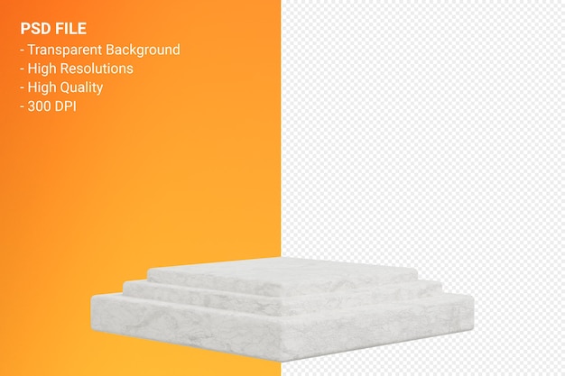 Diseño minimalista de podio de mármol en representación 3d aislada