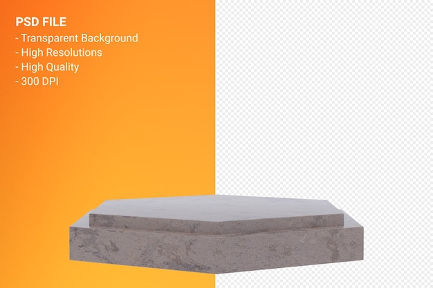 Diseño minimalista de podio de mármol en representación 3d aislada