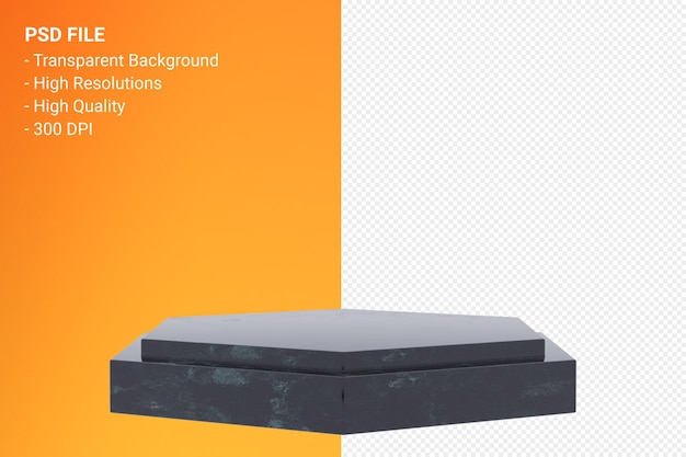 PSD diseño minimalista de podio de mármol en representación 3d aislada