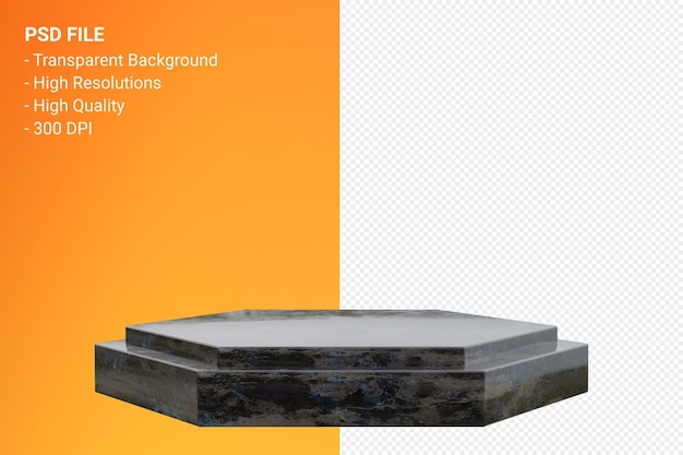 Diseño minimalista de podio de mármol en representación 3d aislada