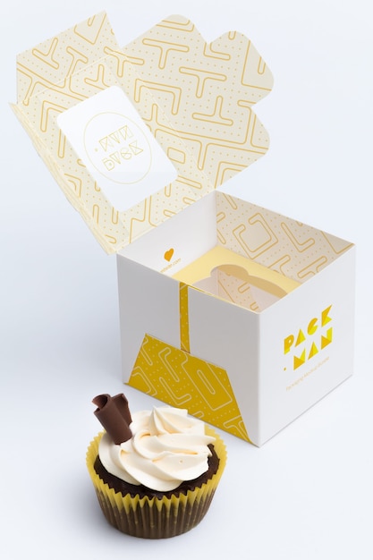 Diseño de mock up de caja para cupcakes