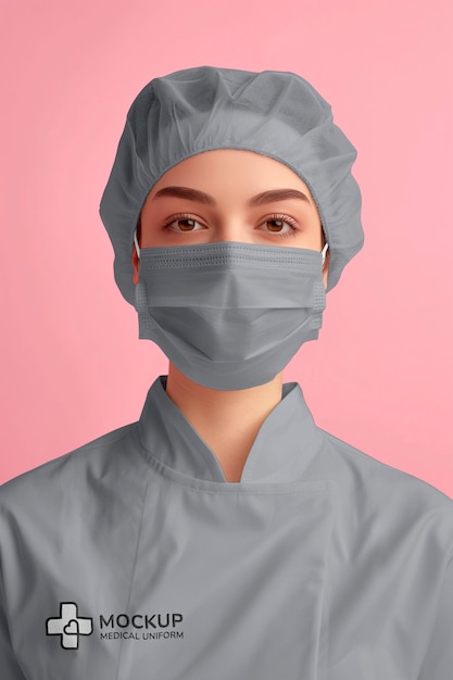 PSD diseño de modelo de uniforme médico