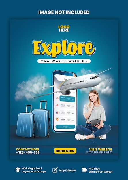 Diseño moderno de anuncios de folletos de viaje
