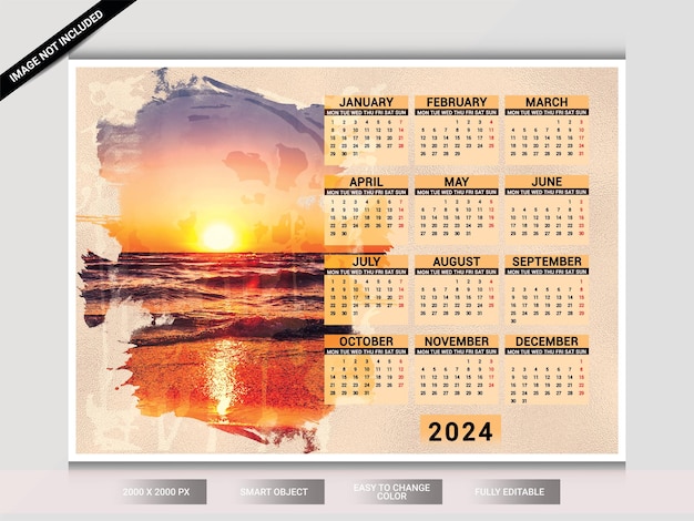 Diseño moderno de calendario de pared para 2024