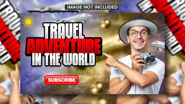 Diseño moderno de miniaturas de viajes de youtube.