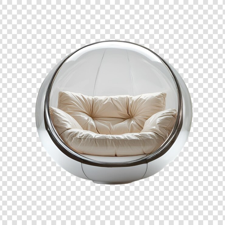 PSD diseño moderno de sillas de huevo cojines beige marco blanco muebles futuristas