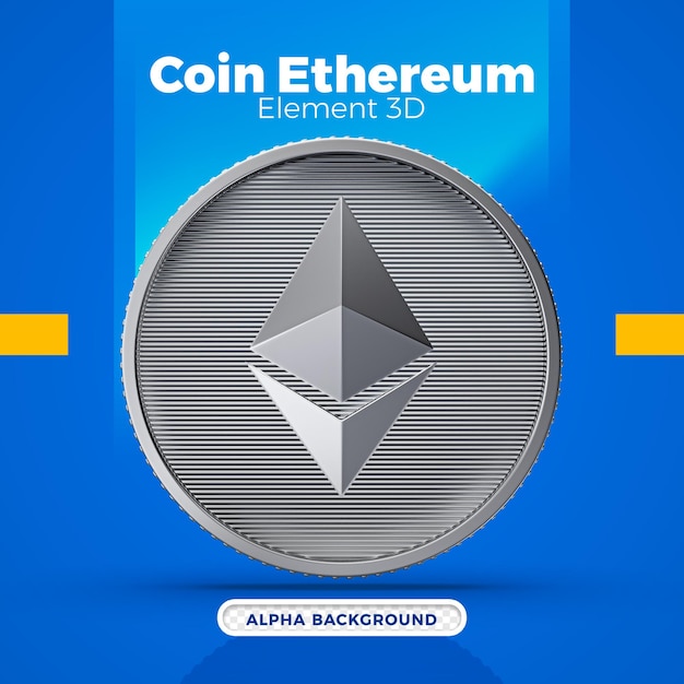 Diseño de moneda ethereum eth 3d