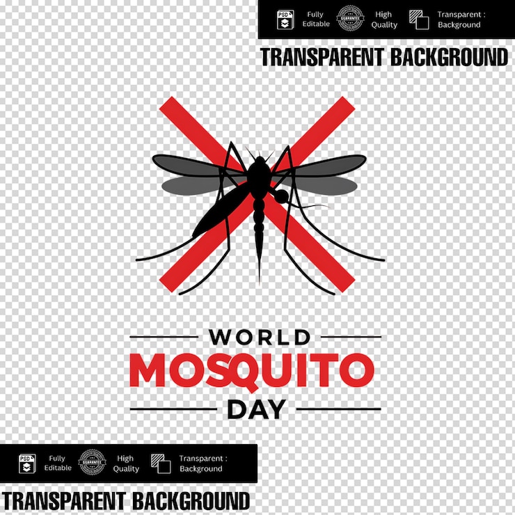 PSD diseño de mosquitos de fondo transparente para campañas de concienciación