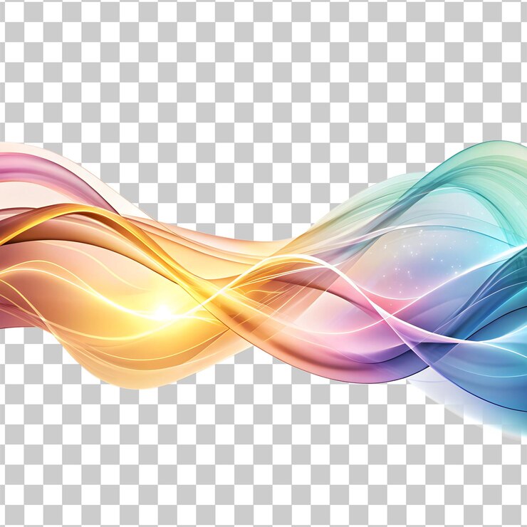 PSD diseño de movimiento de ondas de luz multicolores abstractas aisladas en un fondo transparente
