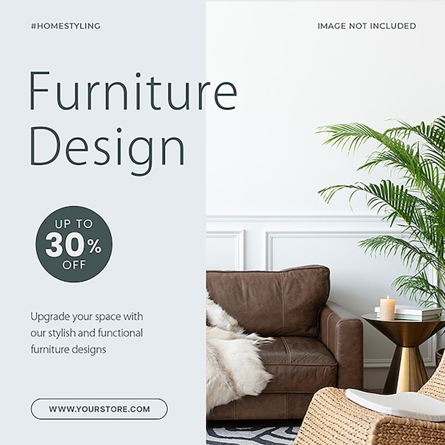 Diseño de muebles en fondo gris plantilla de publicación de Instagram