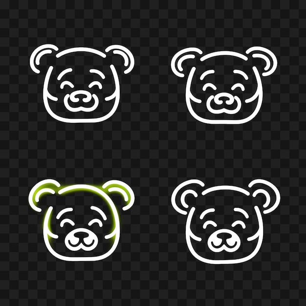 PSD diseño de neón del emoji del icono de la cara del panda con el tatuaje de la idea de ex clipart alegre, tonto, somnoliento y hambriento