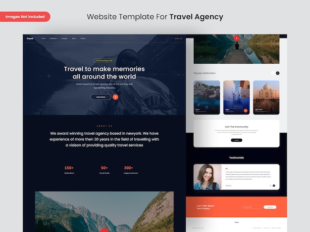 PSD diseño de página de destino de agencia de viajes