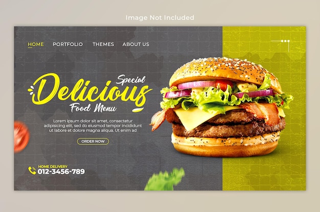 Diseño de página de inicio de menú de comida deliciosa especial
