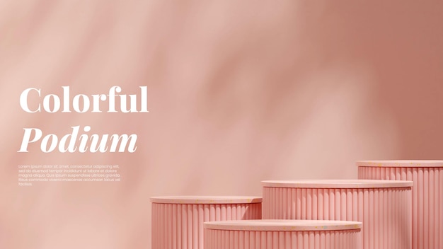 Diseño de paisaje de pared rosa claro Imagen de renderizado 3D espacio de maqueta podio de mármol rosa
