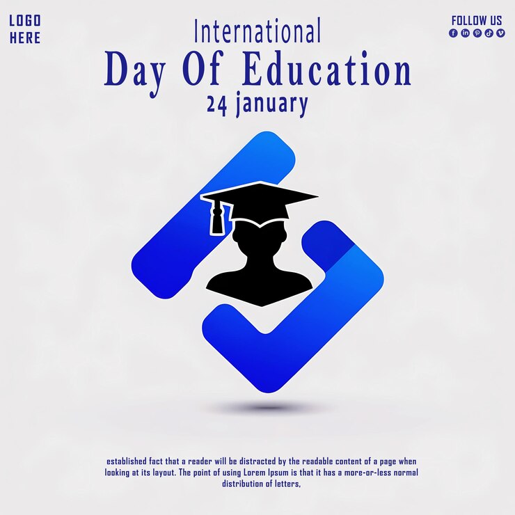 PSD diseño de una pancarta para la celebración del día internacional de la educación