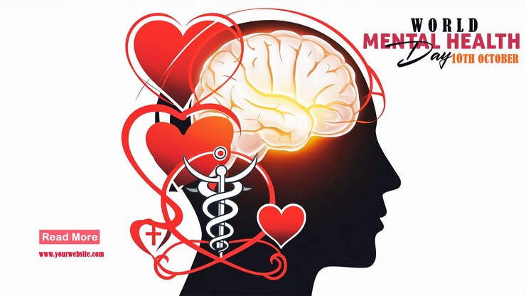 Diseño de la pancarta del Día Mundial de la Salud Mental Empodera tu mente con amor