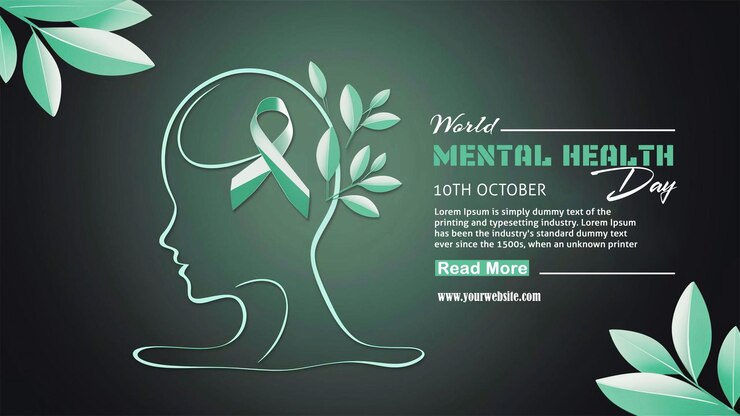 Diseño de la pancarta del Día Mundial de la Salud Mental Empodera tu mente con amor